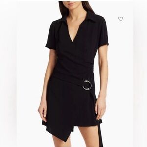 Cinq à Sept Lee Black Faux Wrap Dress Short Sleeve Belt Size 4